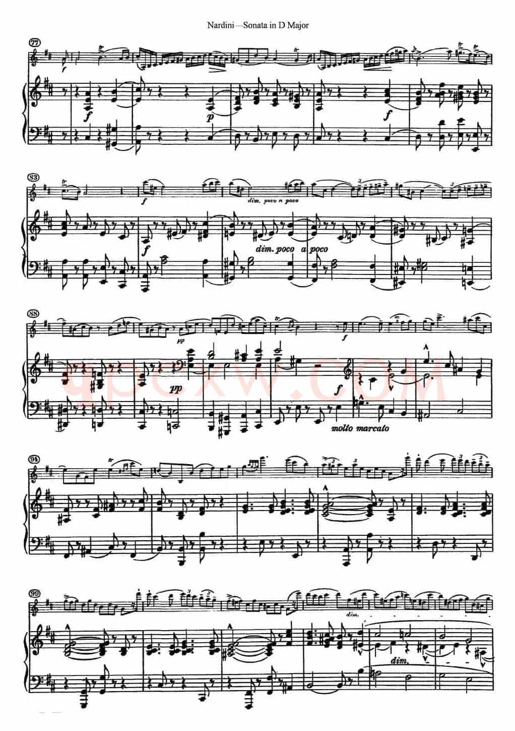 Nardini Violin Sonata in D Major（小提琴+钢琴伴奏）