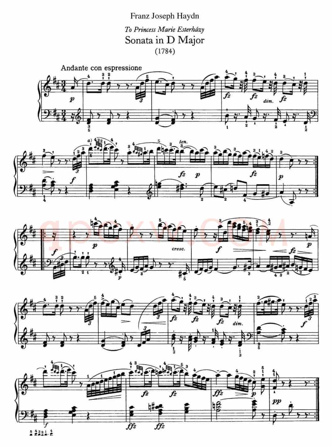 海顿 钢琴奏鸣曲 Hob XVI 42 in D major