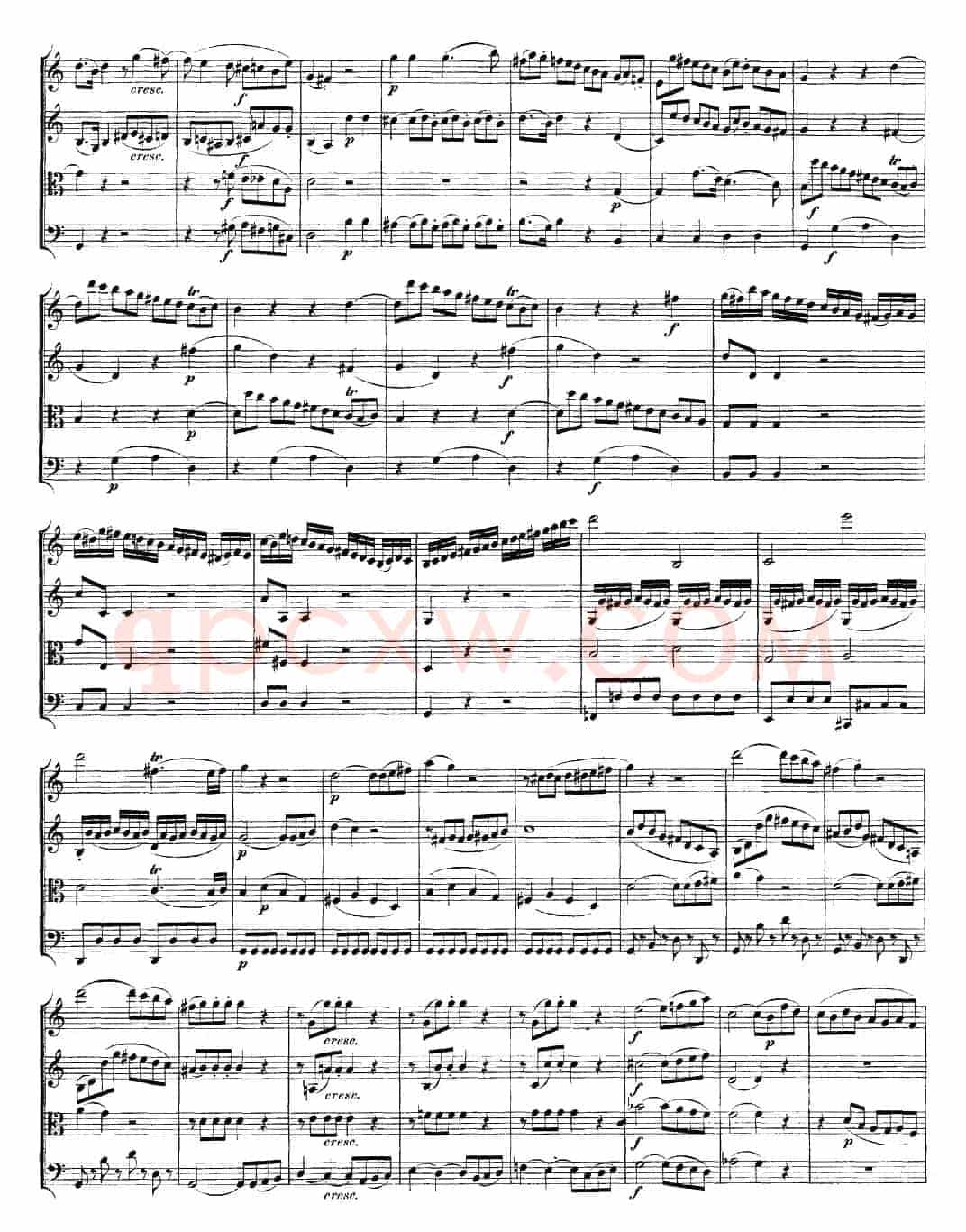 Mozart《Quartet No.19 in C Major,K.465》（总谱）