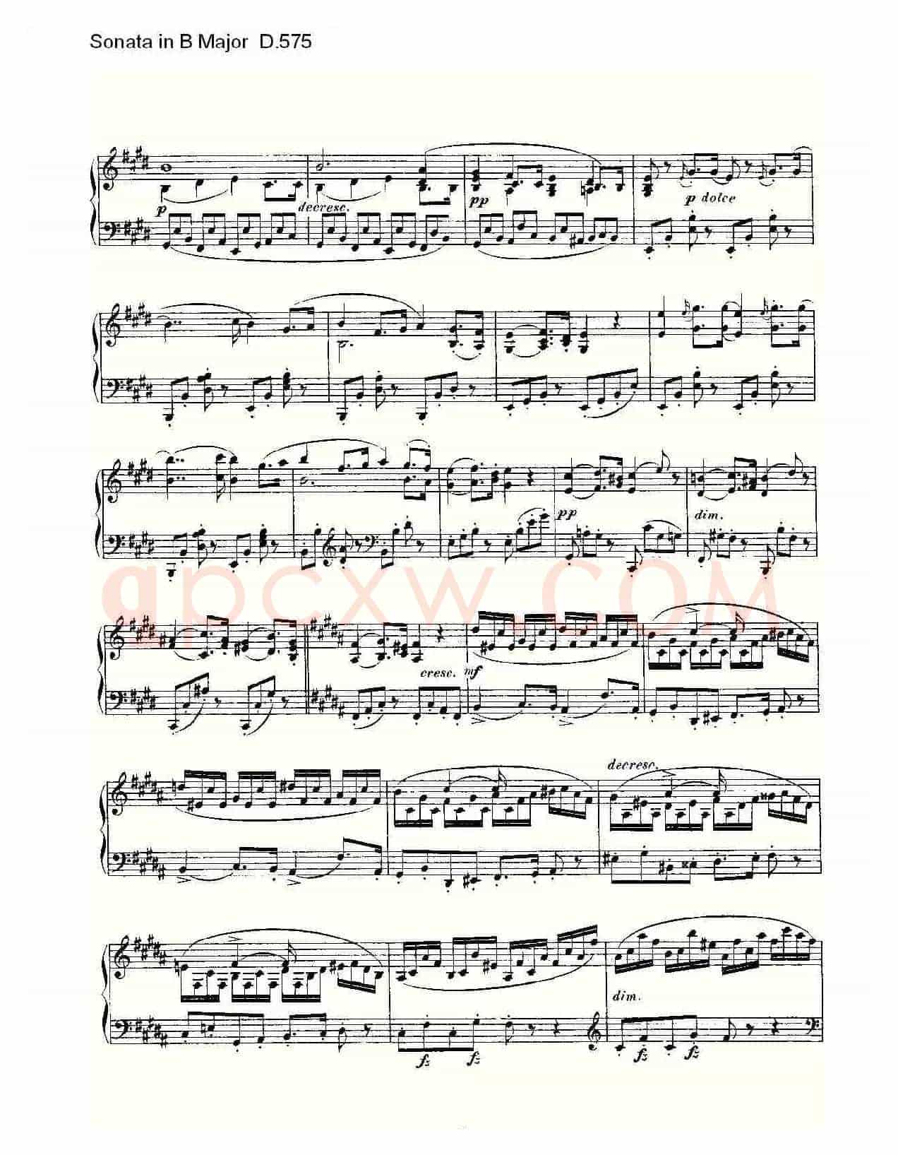 Sonata in B Major D.575（B大调奏鸣曲 D.575）