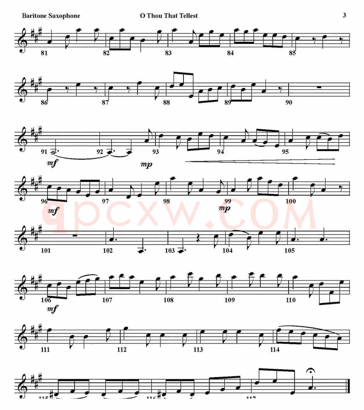 O THOU THAT TELLEST GOOD TIDINGS TO ZION（四重奏·上低音萨克斯分谱）