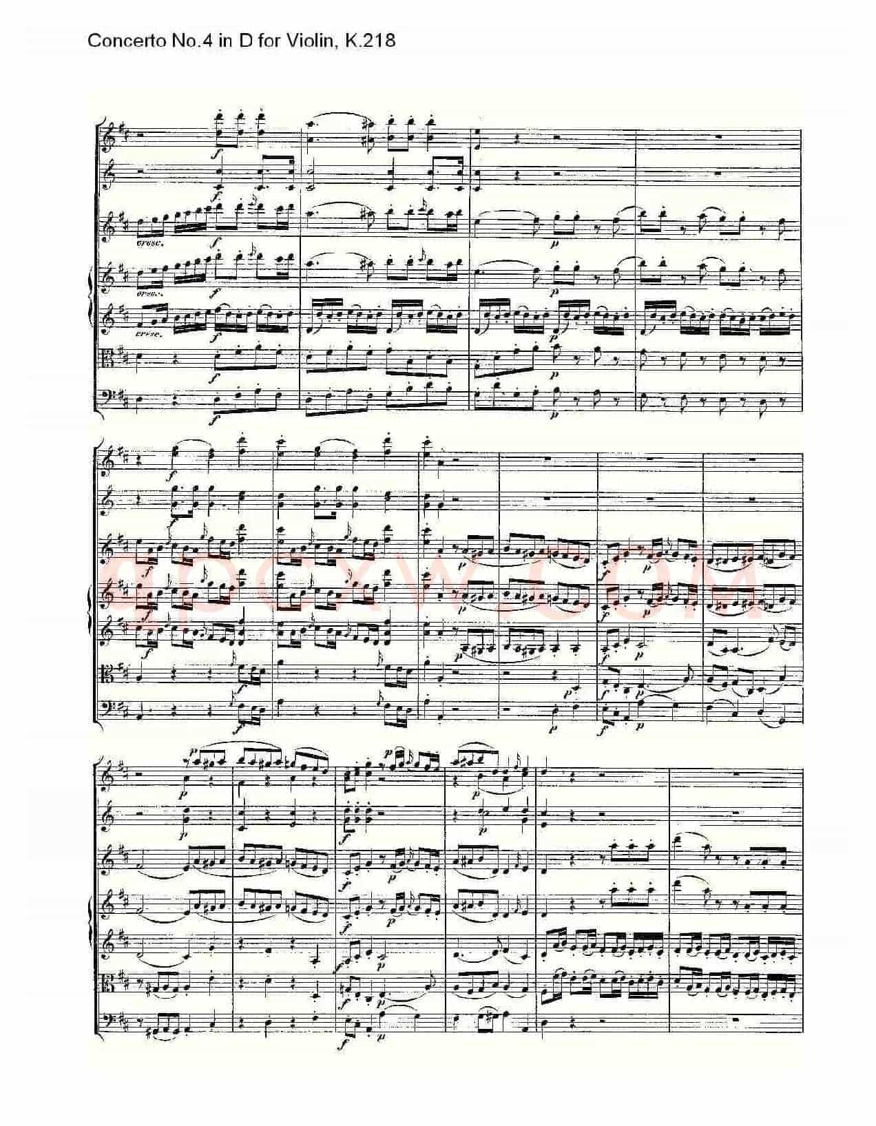 Concerto No.4 in D for Violin, K.218（D调小提琴第四协奏曲，K）