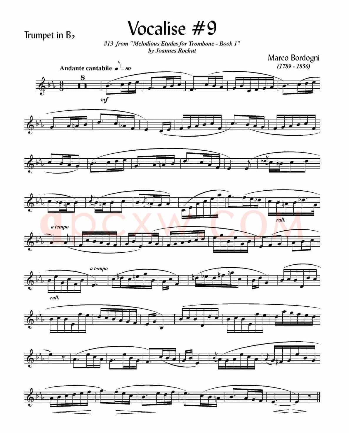 Bordogni - Vocalise #9（小号）