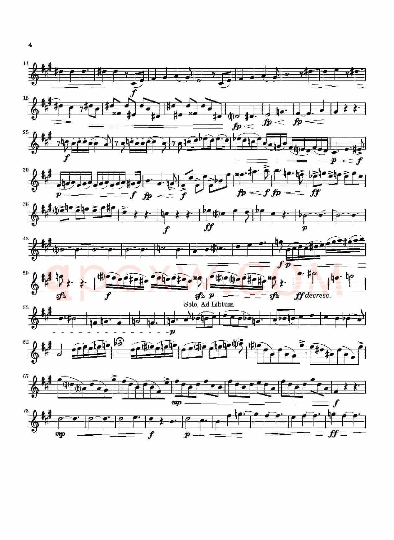 Movement（四重奏中音萨克斯分谱）