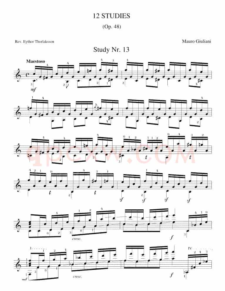 Mauro Giuliani《12 Studies,Op.48》（STUDY 13）