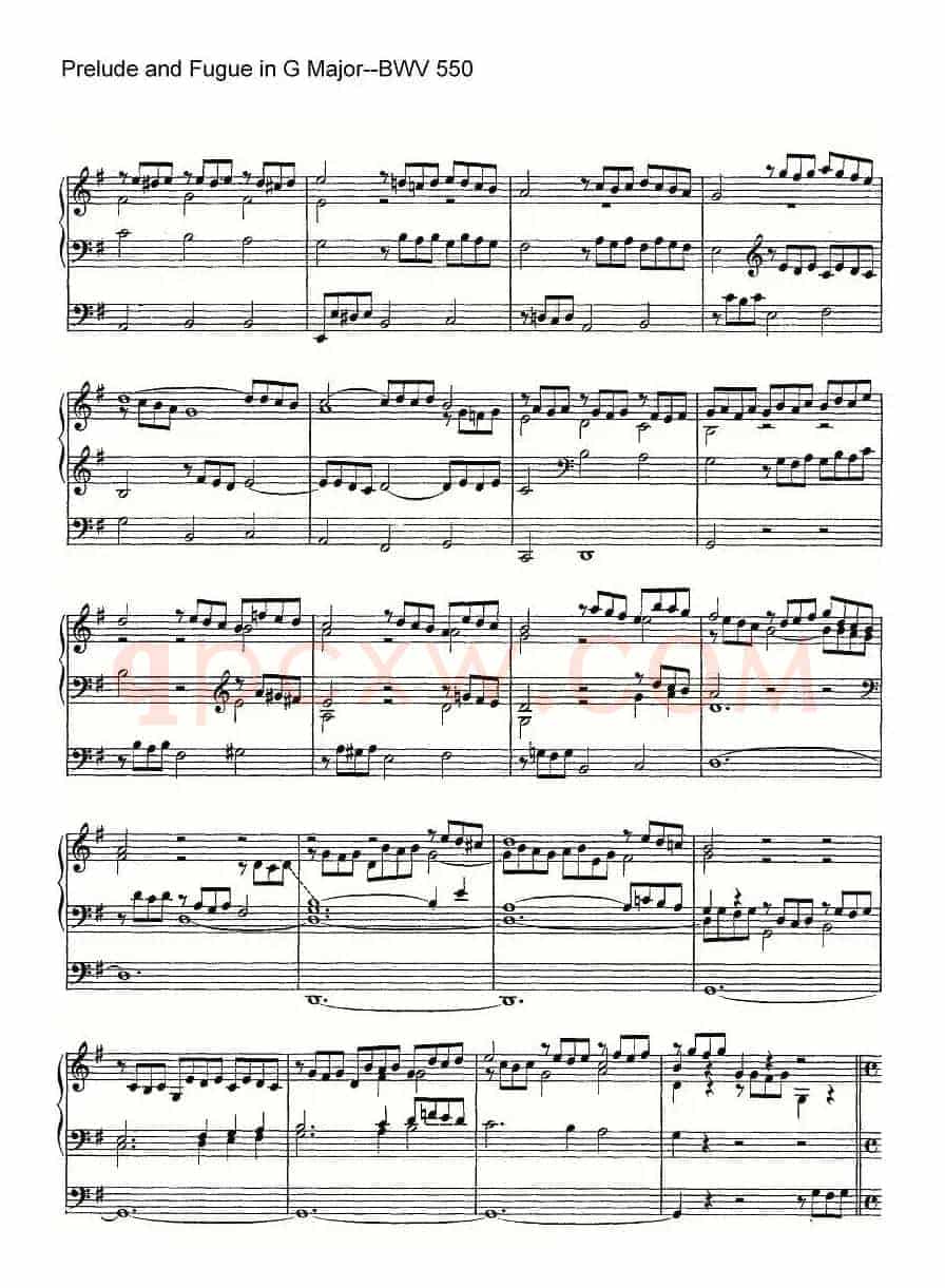 Prelude and Fugue in G Major--BWV 550(管风琴谱)