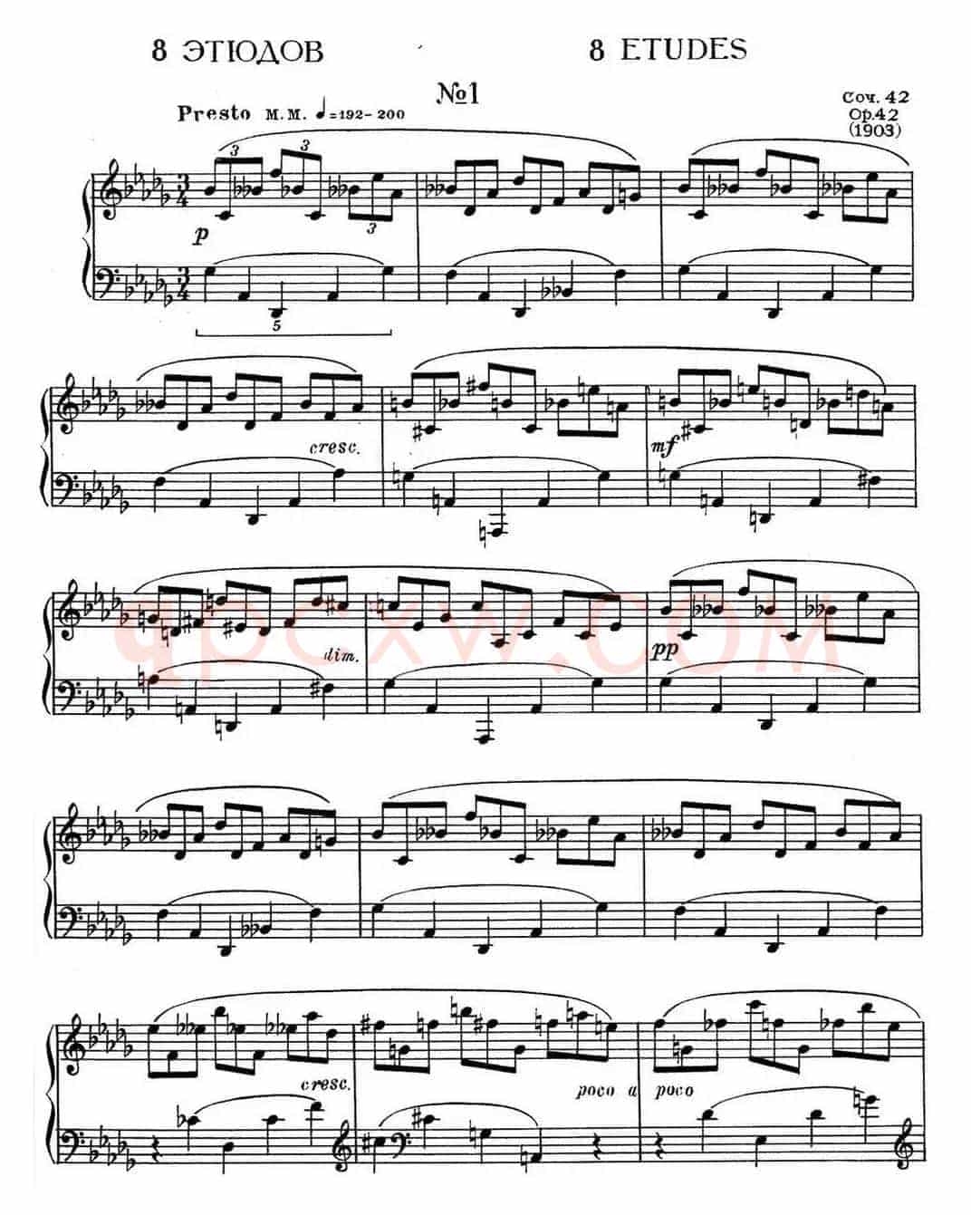 斯克里亚宾8首钢琴练习曲 Op42(No.1 Alexander Scriabin Etudes)