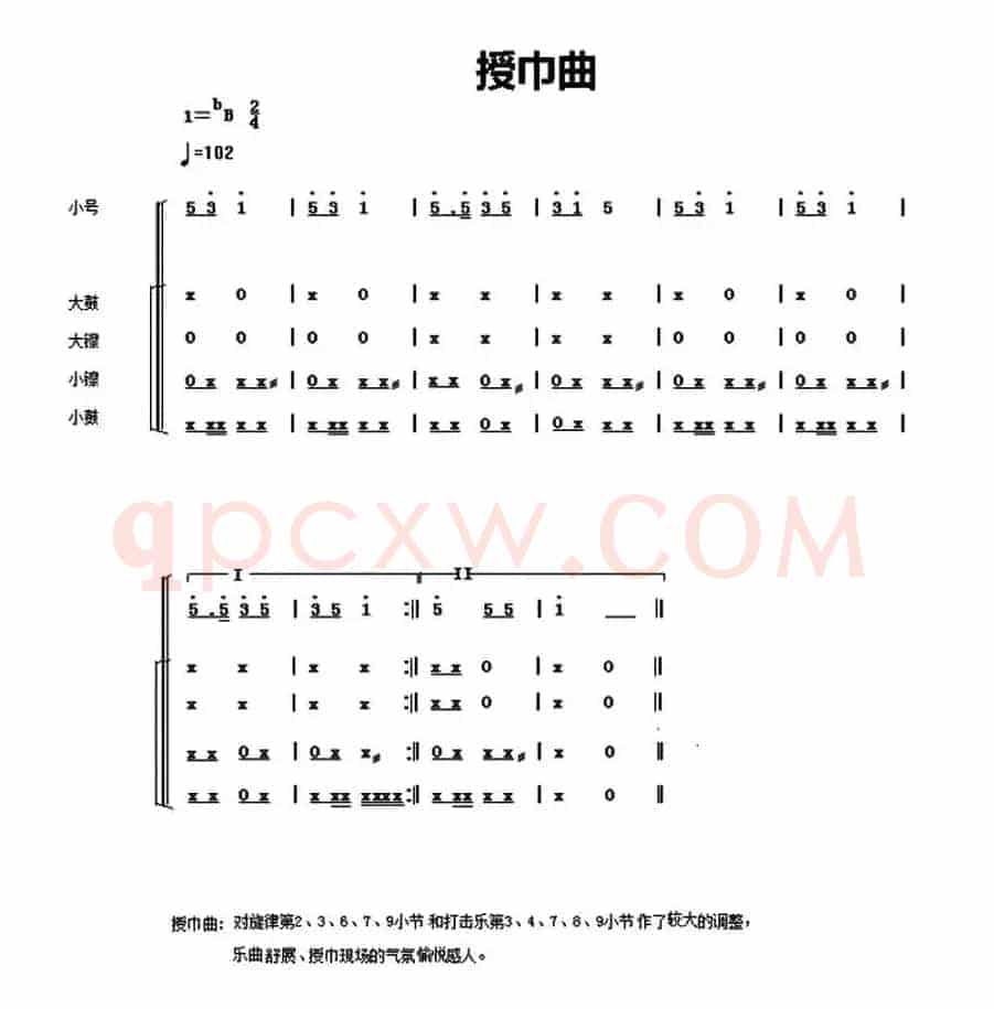 中国少年先锋队鼓号谱：3、授巾曲 