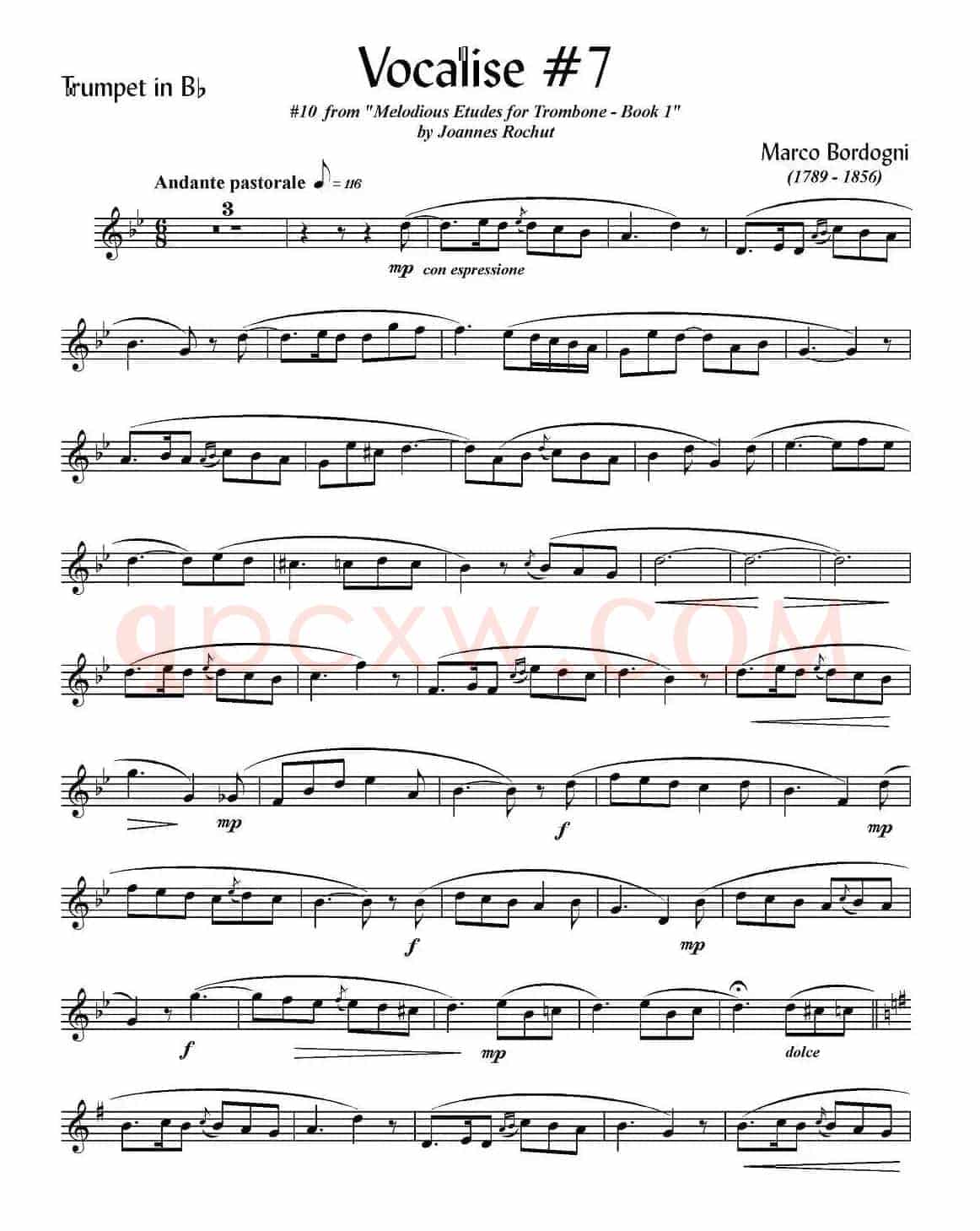 Bordogni - Vocalise #7(小号)