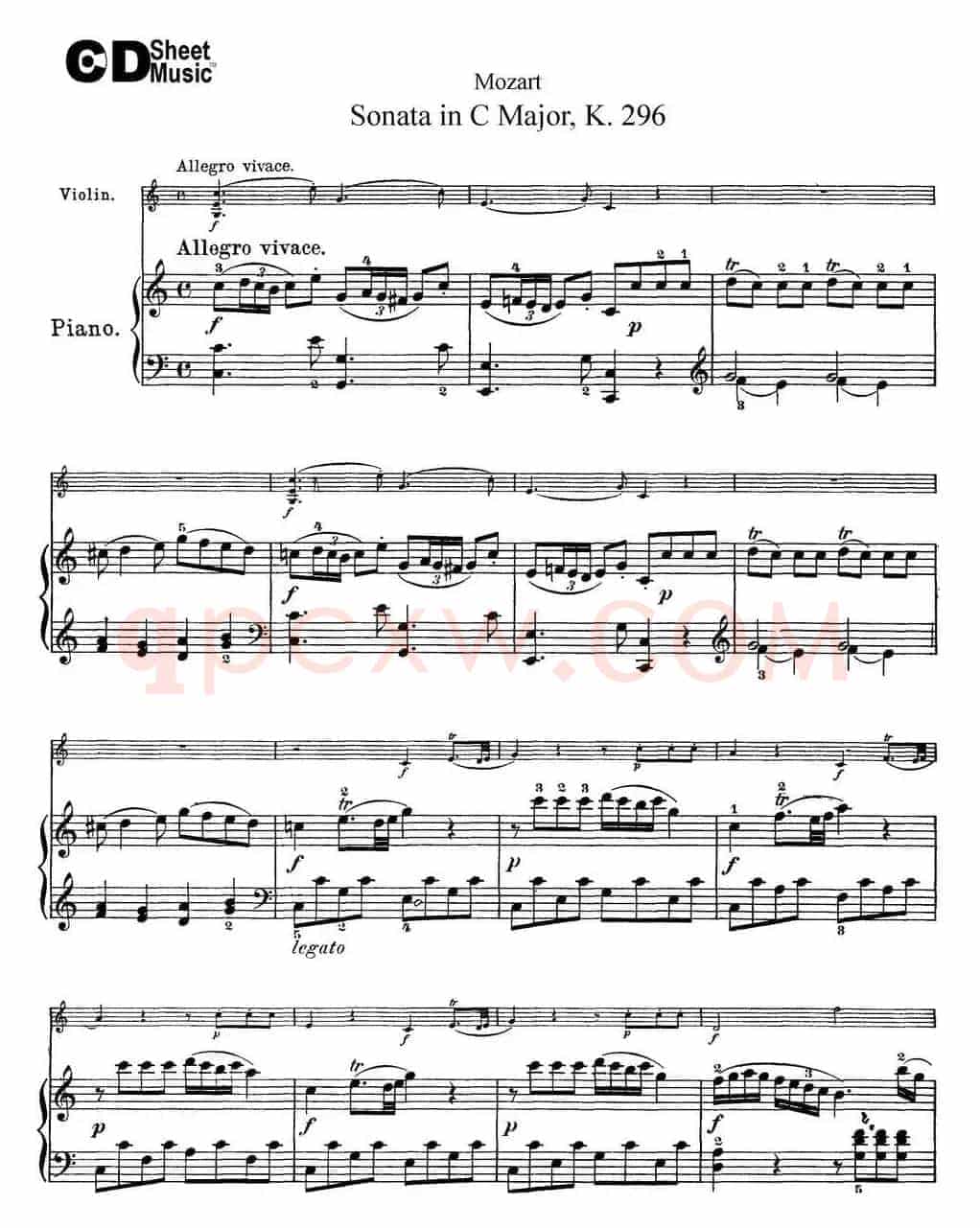 Violin Sonata in C Major K.296（小提琴+钢琴伴奏）