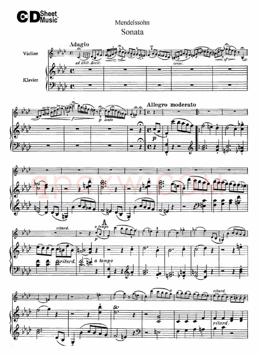 Mendelssohn Violin Sonata（小提琴+钢琴伴奏）