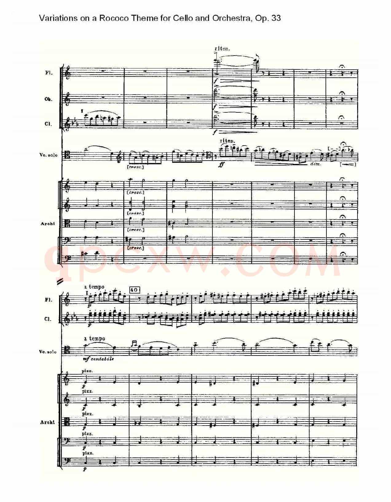 大提琴与管弦乐洛可可主题a小调变奏曲, Op.33(一)