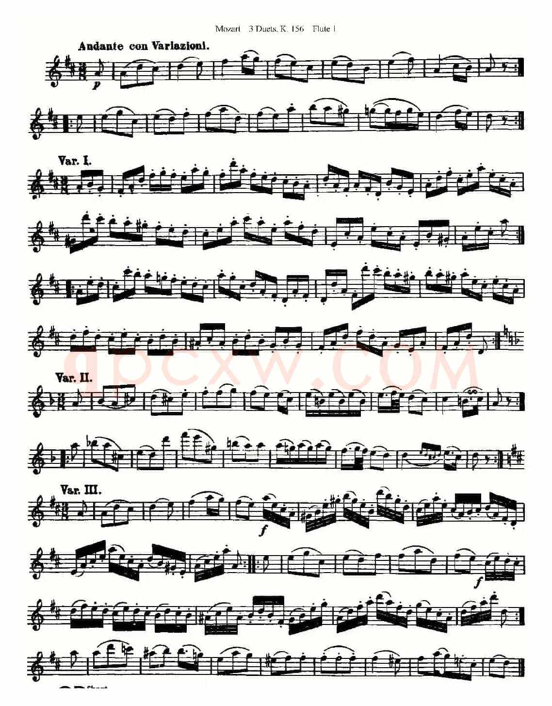 3 Duets K.156 之第一长笛（二重奏三首 K156号）