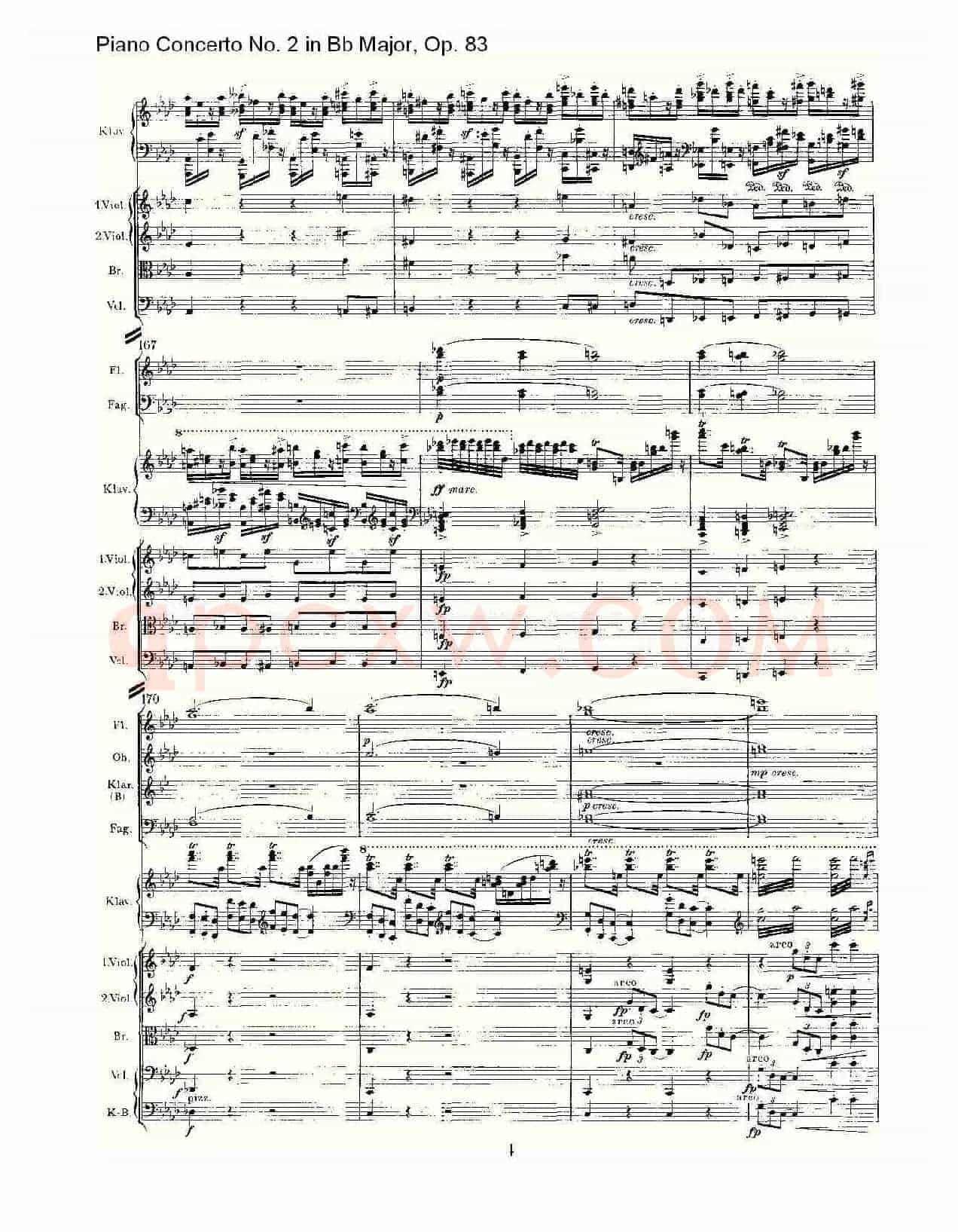 Bb大调钢琴第二协奏曲, Op.83第一乐章(一)