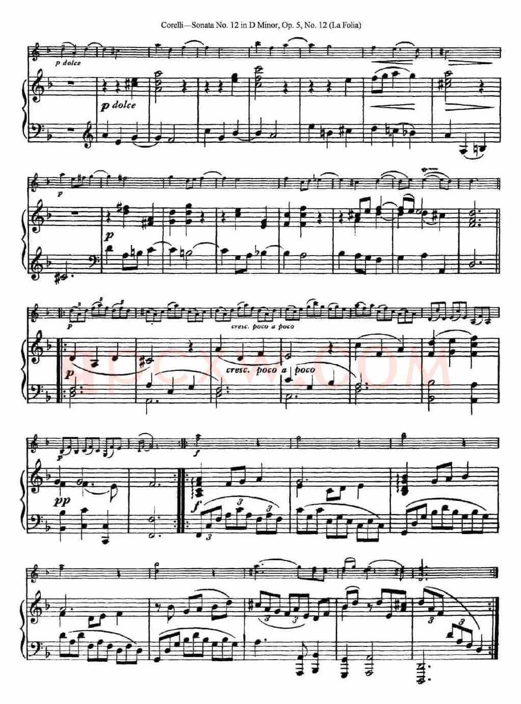 Sonata No.12 in D Minor Op.5 No.12（小提琴+钢琴伴奏）