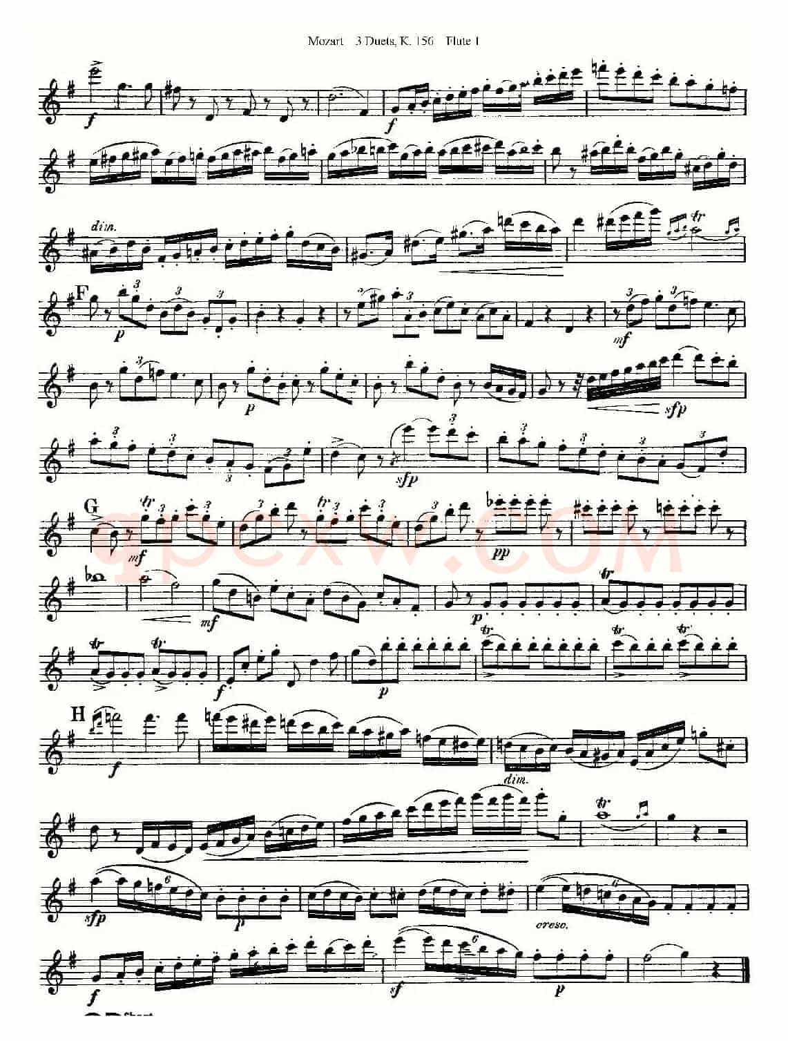 3 Duets K.156 之第一长笛（二重奏三首 K156号）