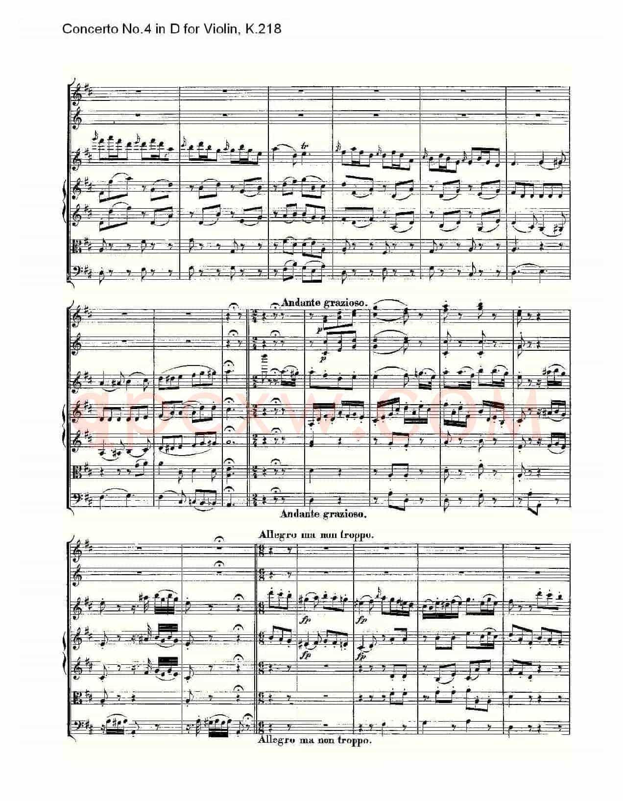 Concerto No.4 in D for Violin, K.218（D调小提琴第四协奏曲，K）