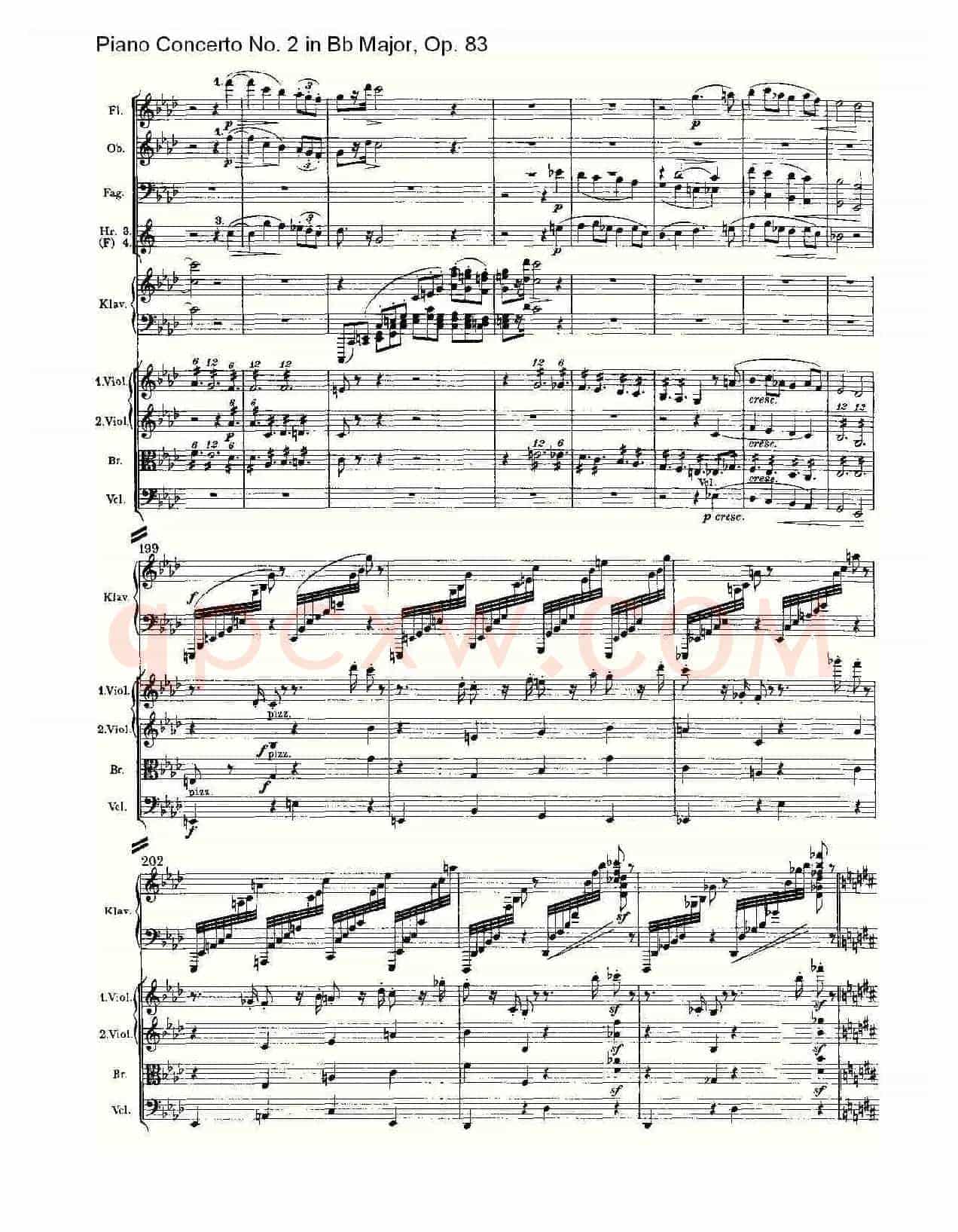 Bb大调钢琴第二协奏曲, Op.83第一乐章(一)