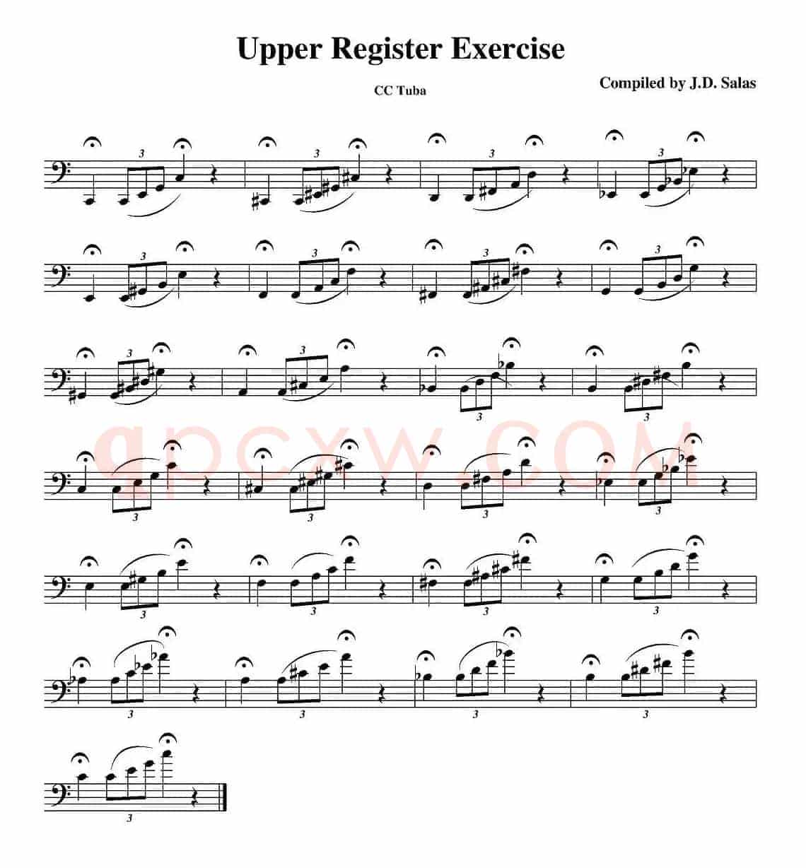 Upper Register Exercise- CC Tuba（大号练习教材选曲）