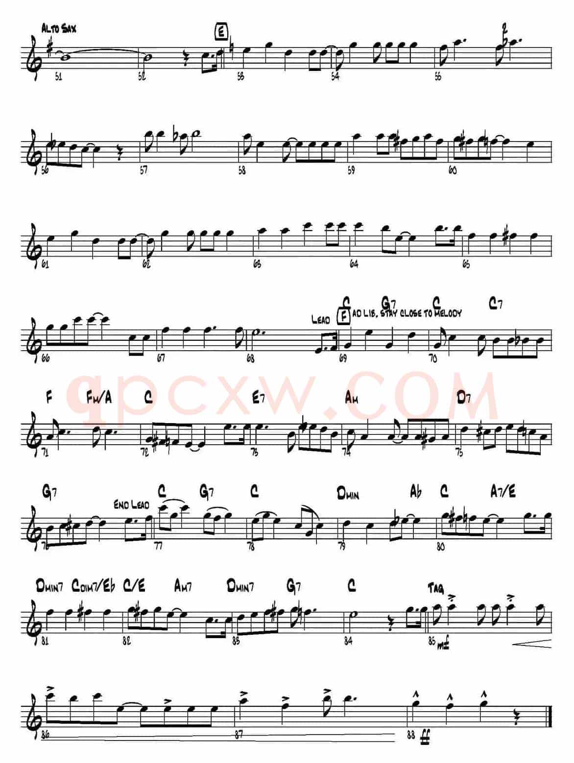 THE DIAMOND STATE RAG（四重奏·中音萨克斯分谱）