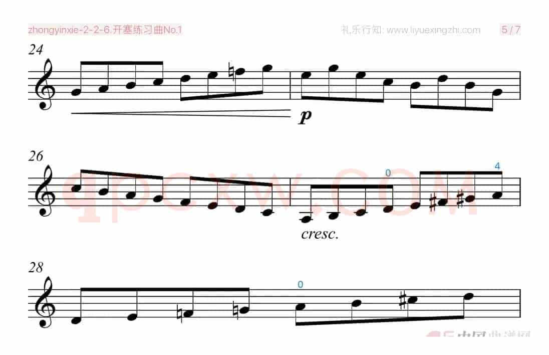 开塞练习曲No.1（小提琴）