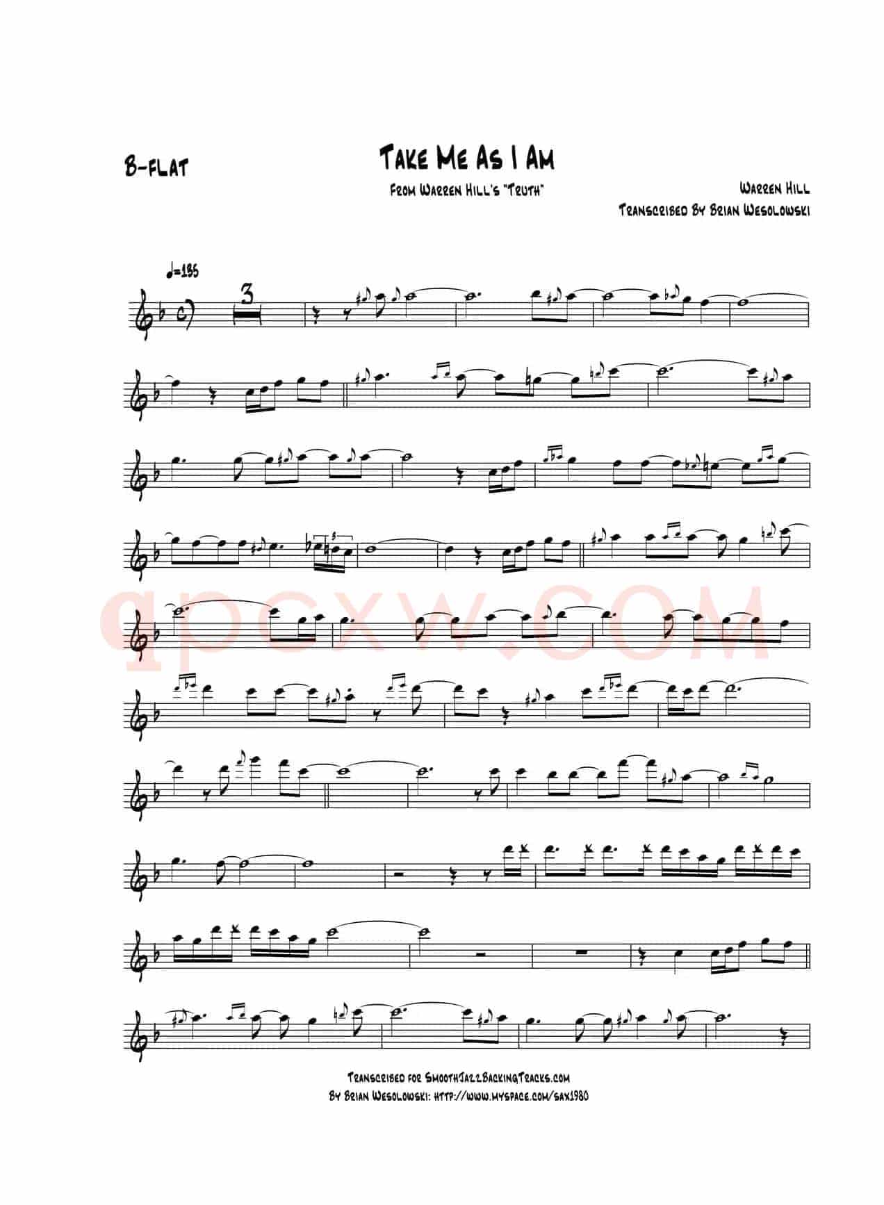 Take Me AsI Am（次中音萨克斯）
