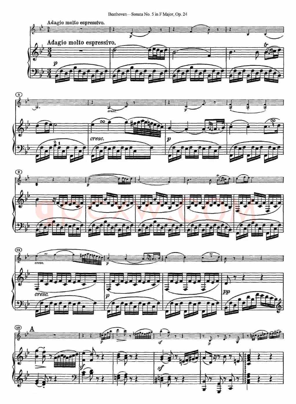 Violin Sonata No.5 in F Major Op.24（小提琴+钢琴伴奏）