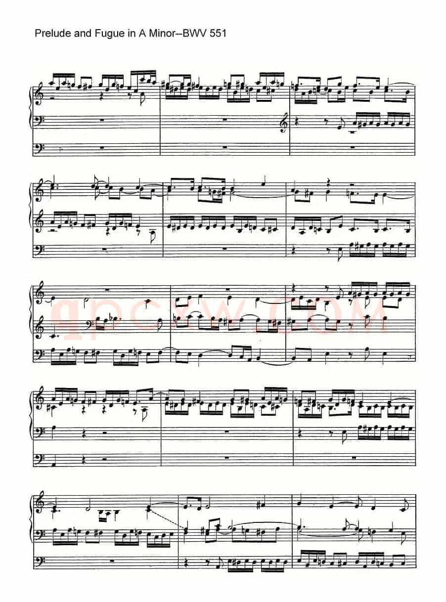 Prelude and Fugue in A Minor--BWV 551(管风琴谱)