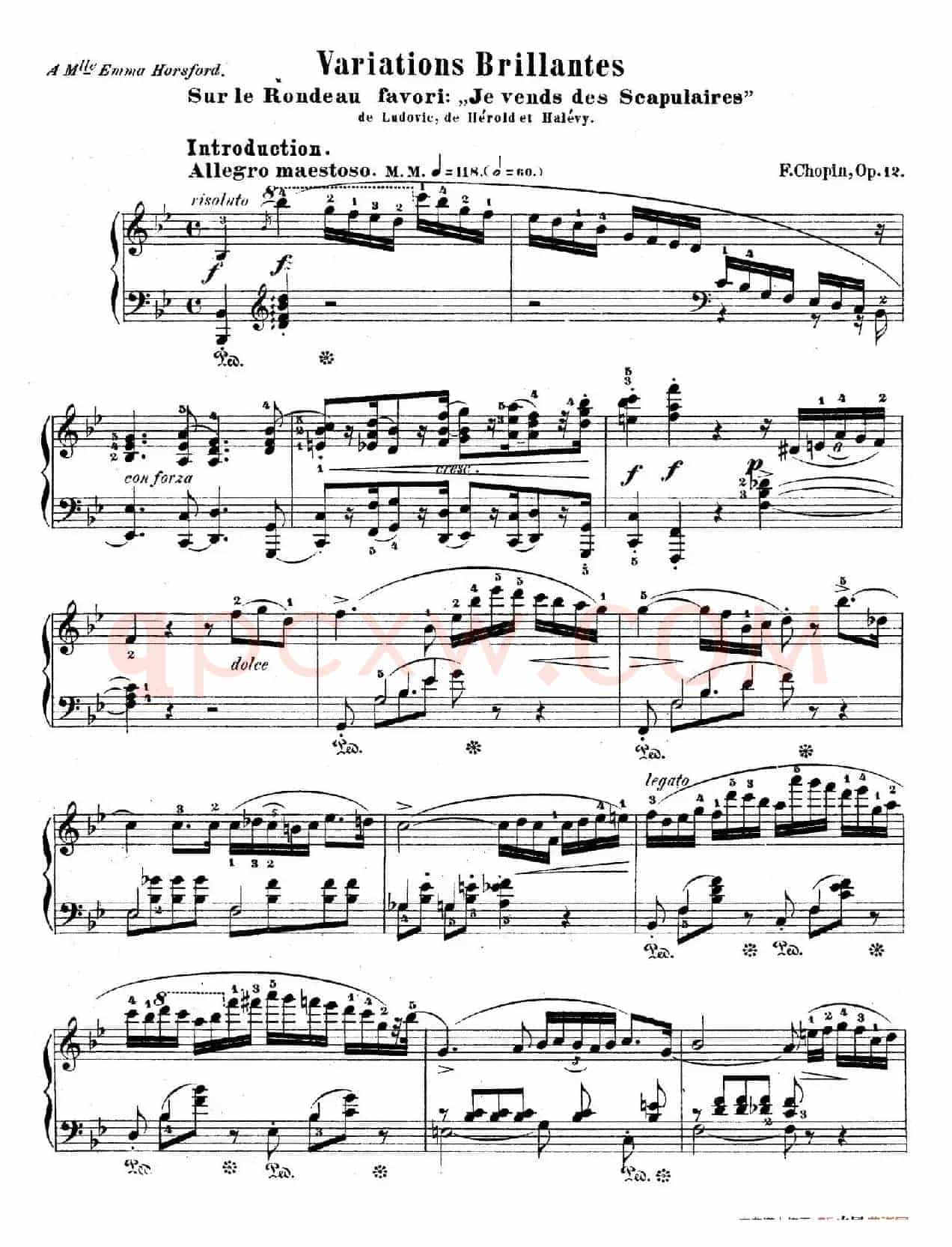 Variations on Je Vends Des Scapulaires Op.12(降B大调华丽变奏曲)