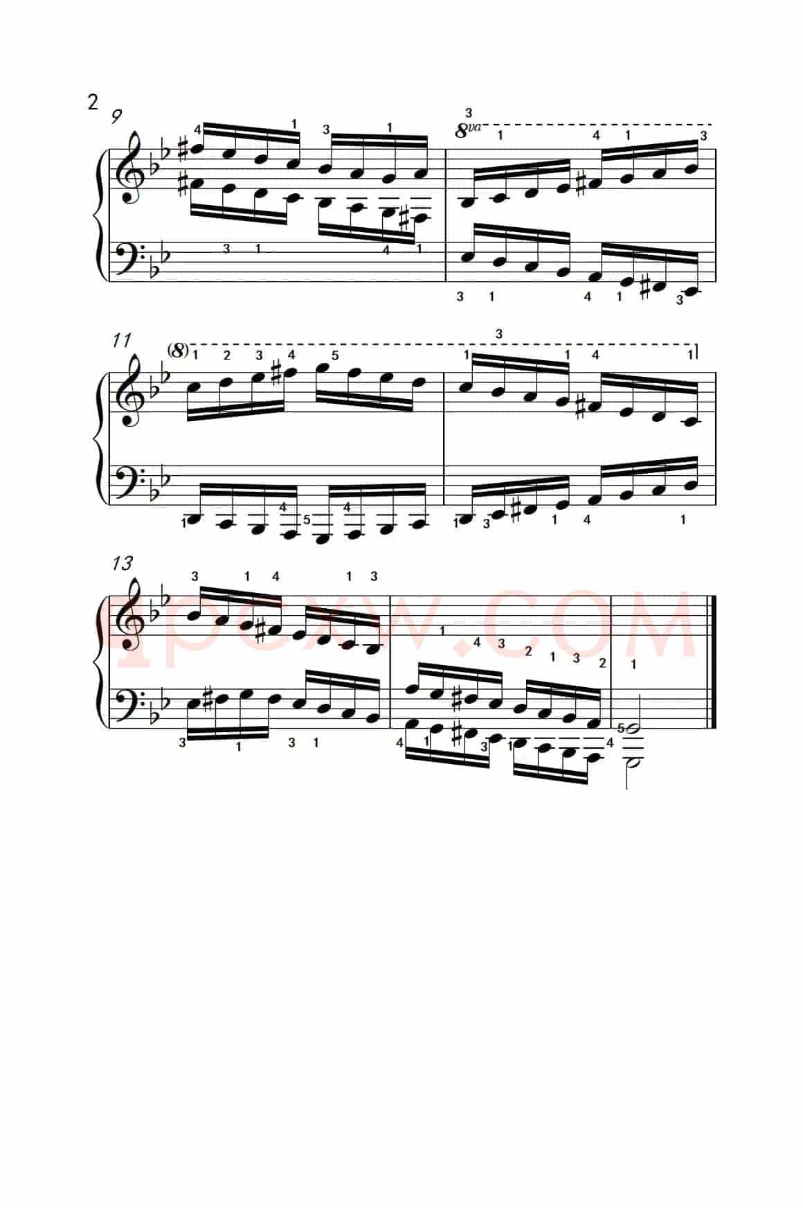 G小调音阶（反向四个八度）（儿童钢琴练习曲）