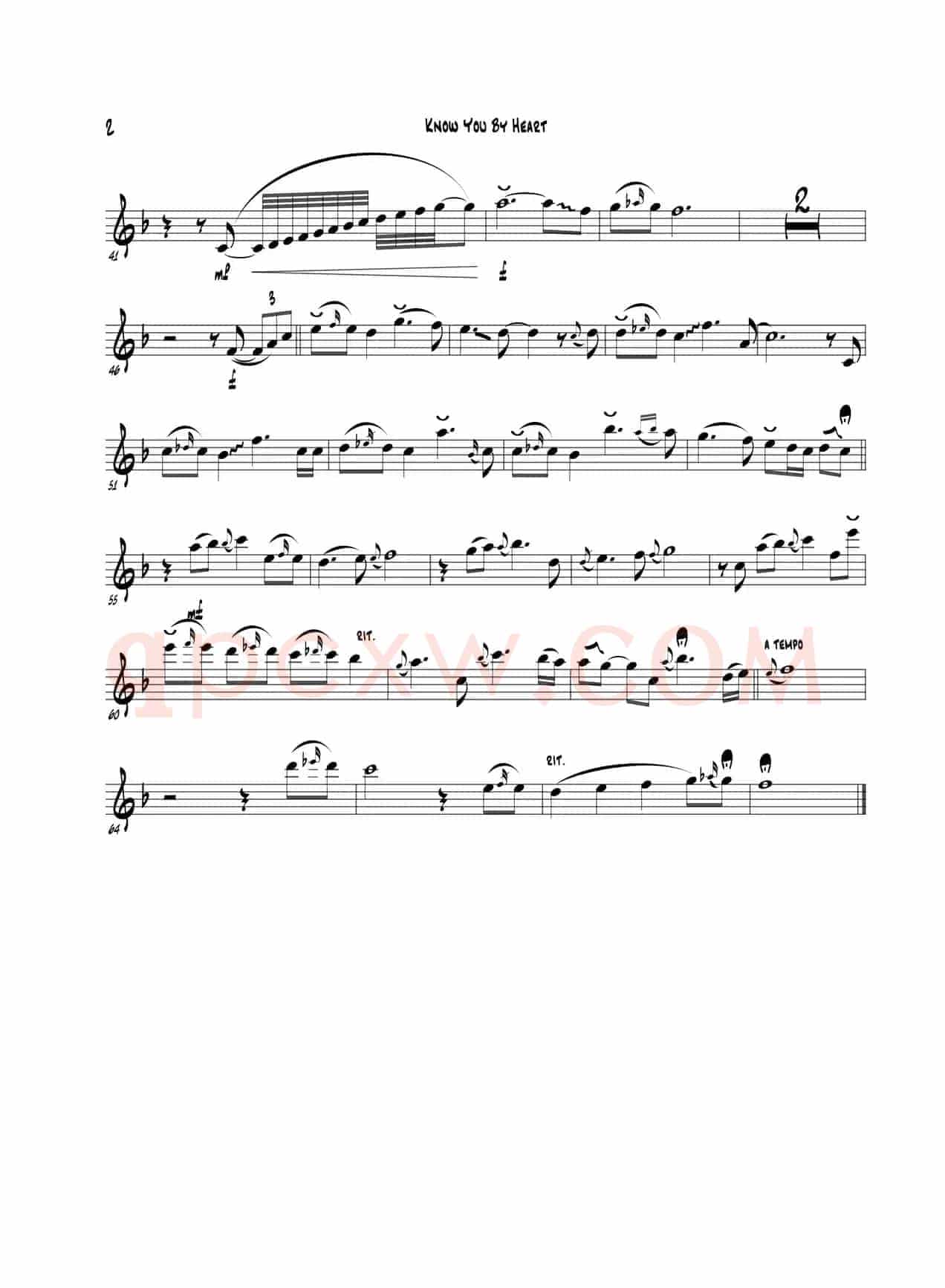 Know You By Heart（次中音萨克斯）