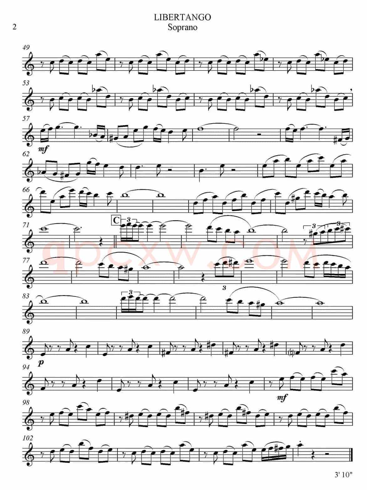 LIBERTANGO（四重奏·高音萨克斯分谱）