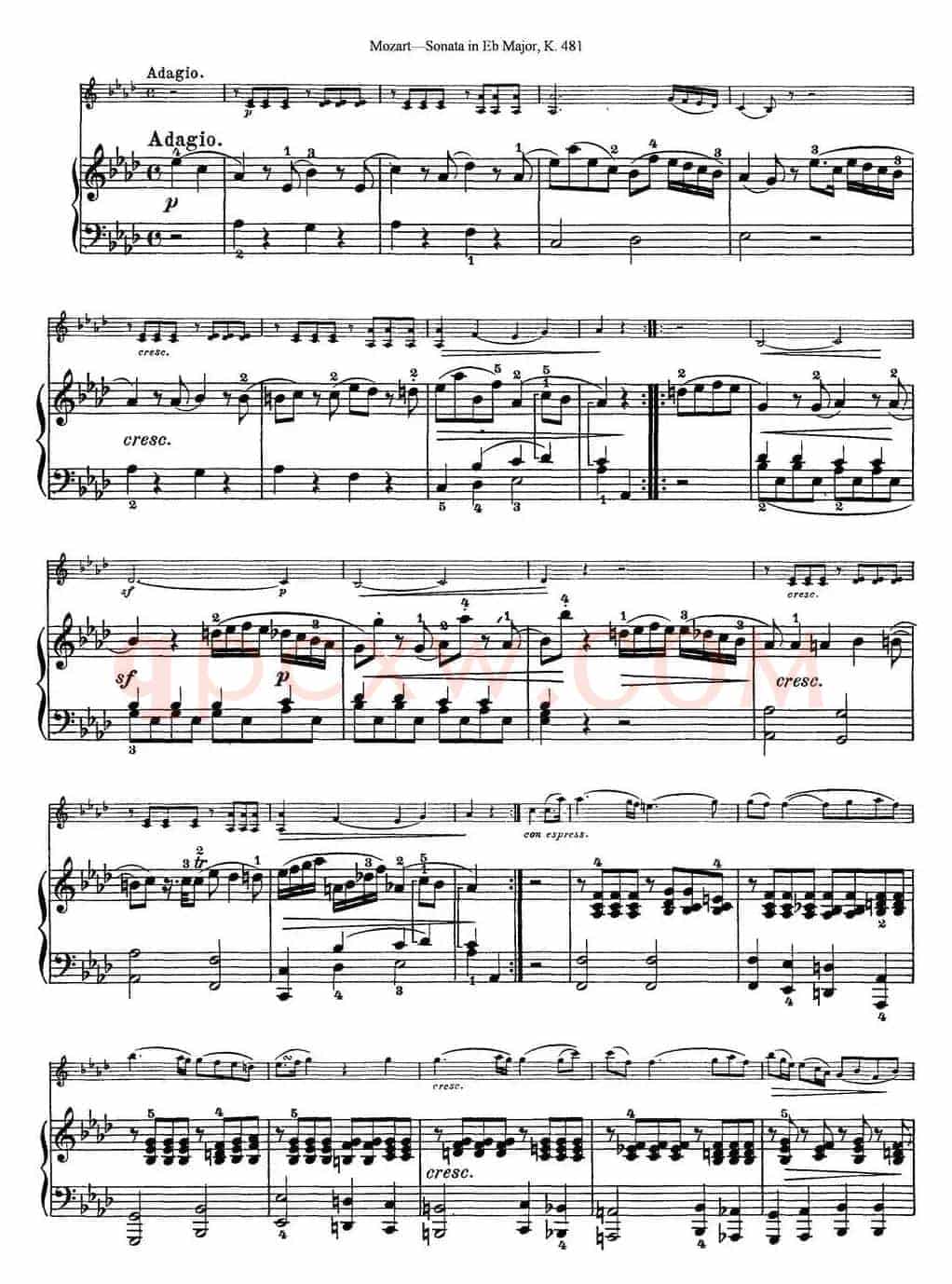Violin Sonata in Eb Major K.481（小提琴+钢琴伴奏）