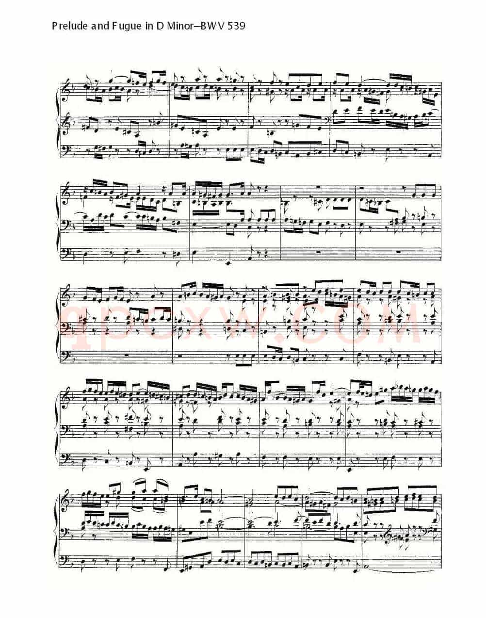 Prelude and Fugue in D Minor--BWV 539 (管风琴谱)