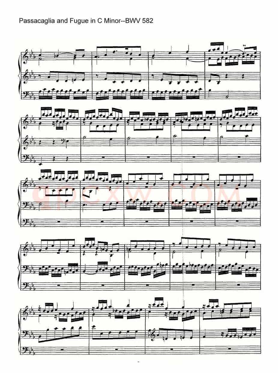 Passacaglia and Fugue in C Minor--BWV 582(管风琴谱)