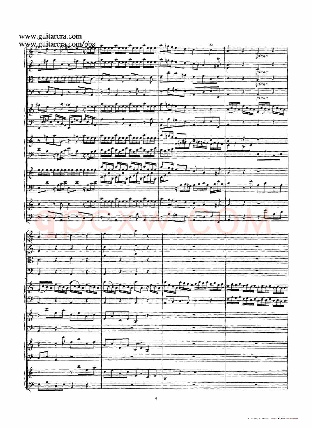 为四架古钢琴而作的a小调协奏曲 BWV 1065(总谱)