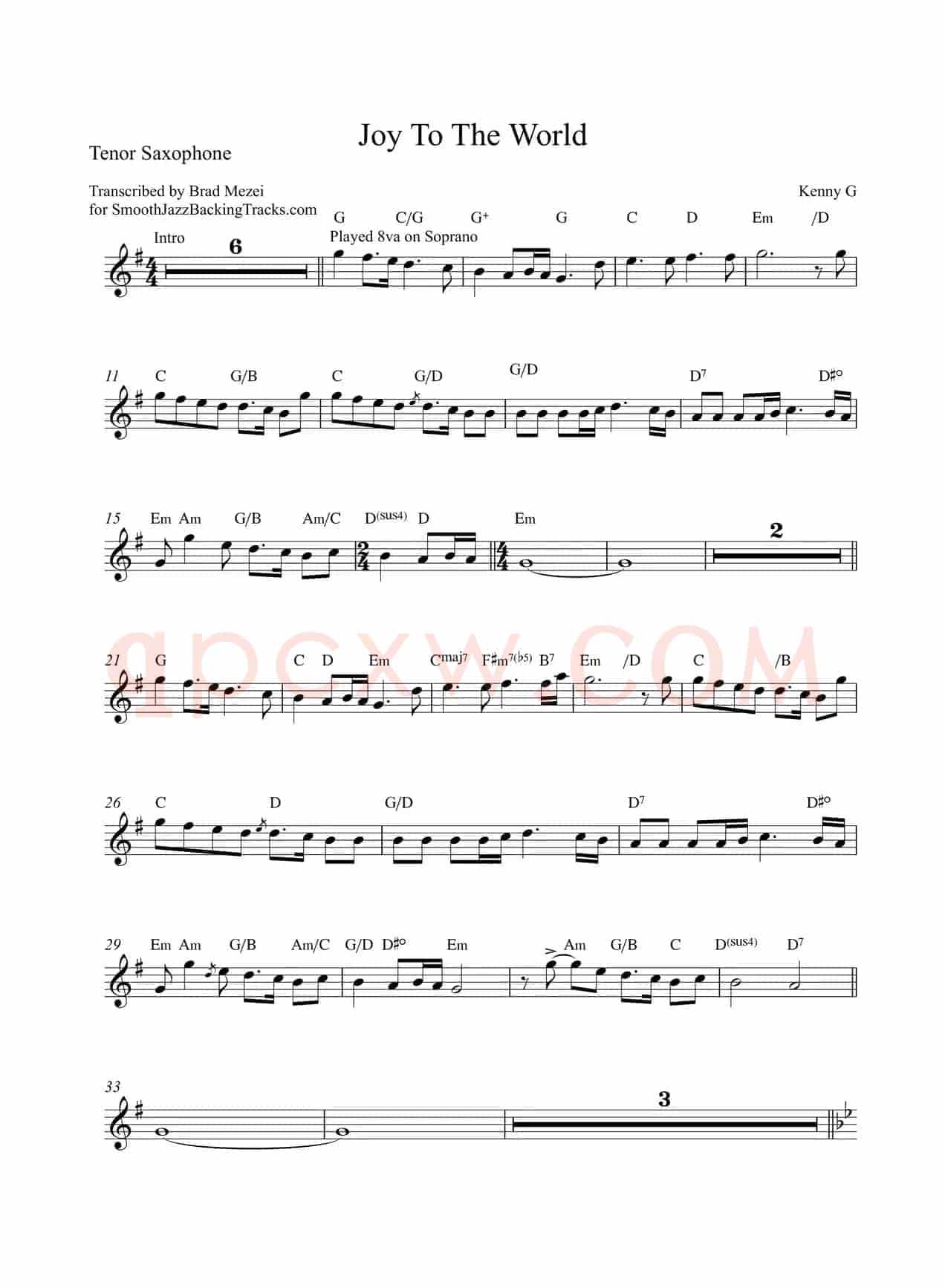 Joy To The World（次中音萨克斯）