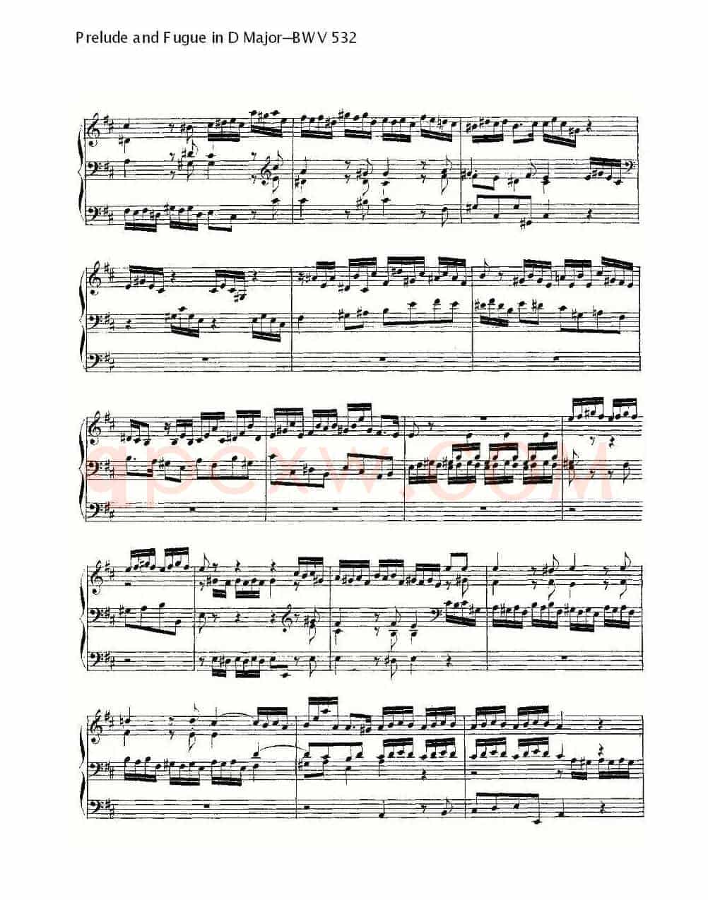 Prelude and Fugue in D Major--BWV 532 (管风琴谱)