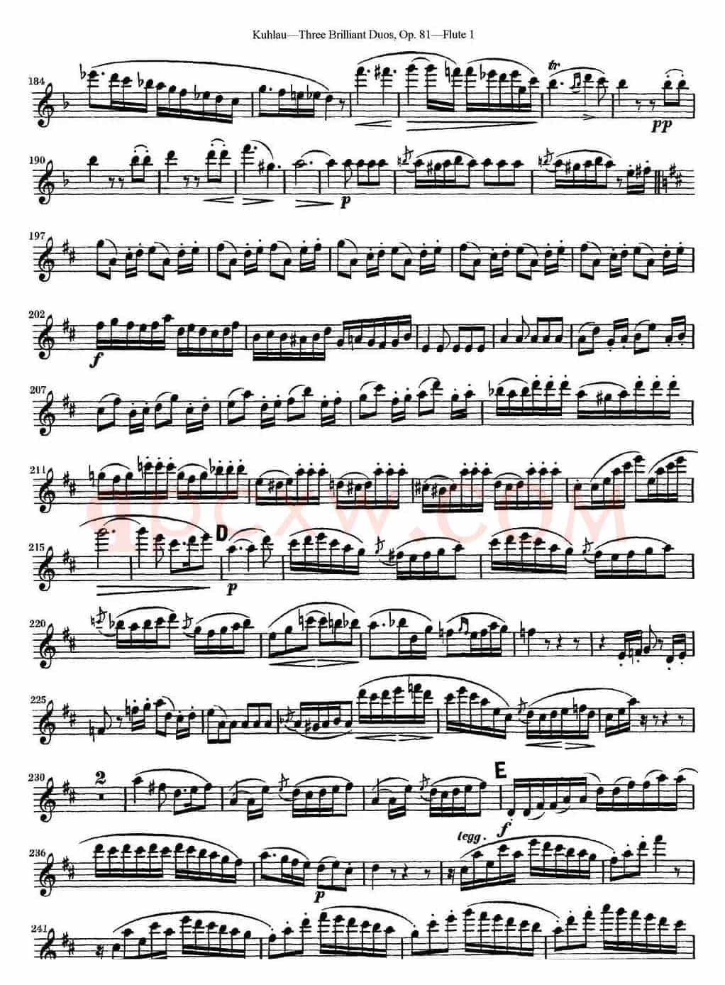 库劳长笛二重奏练习三段OP.81——Flute 1（NO.1）