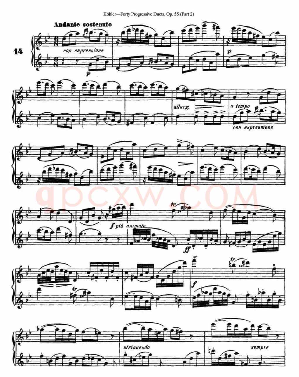 柯勒40首长笛提高练习曲OP.55（二重奏）（NO.14）