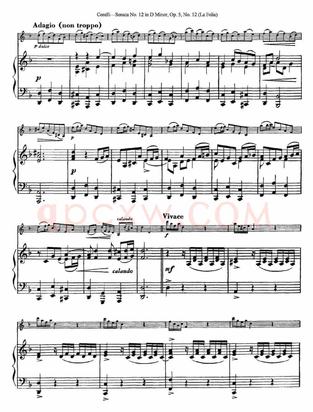 Sonata No.12 in D Minor Op.5 No.12（小提琴+钢琴伴奏）