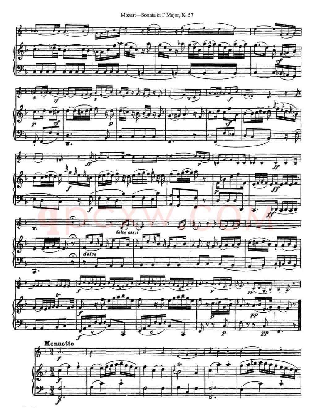Violin Sonata in F Major K.357（小提琴+钢琴伴奏）
