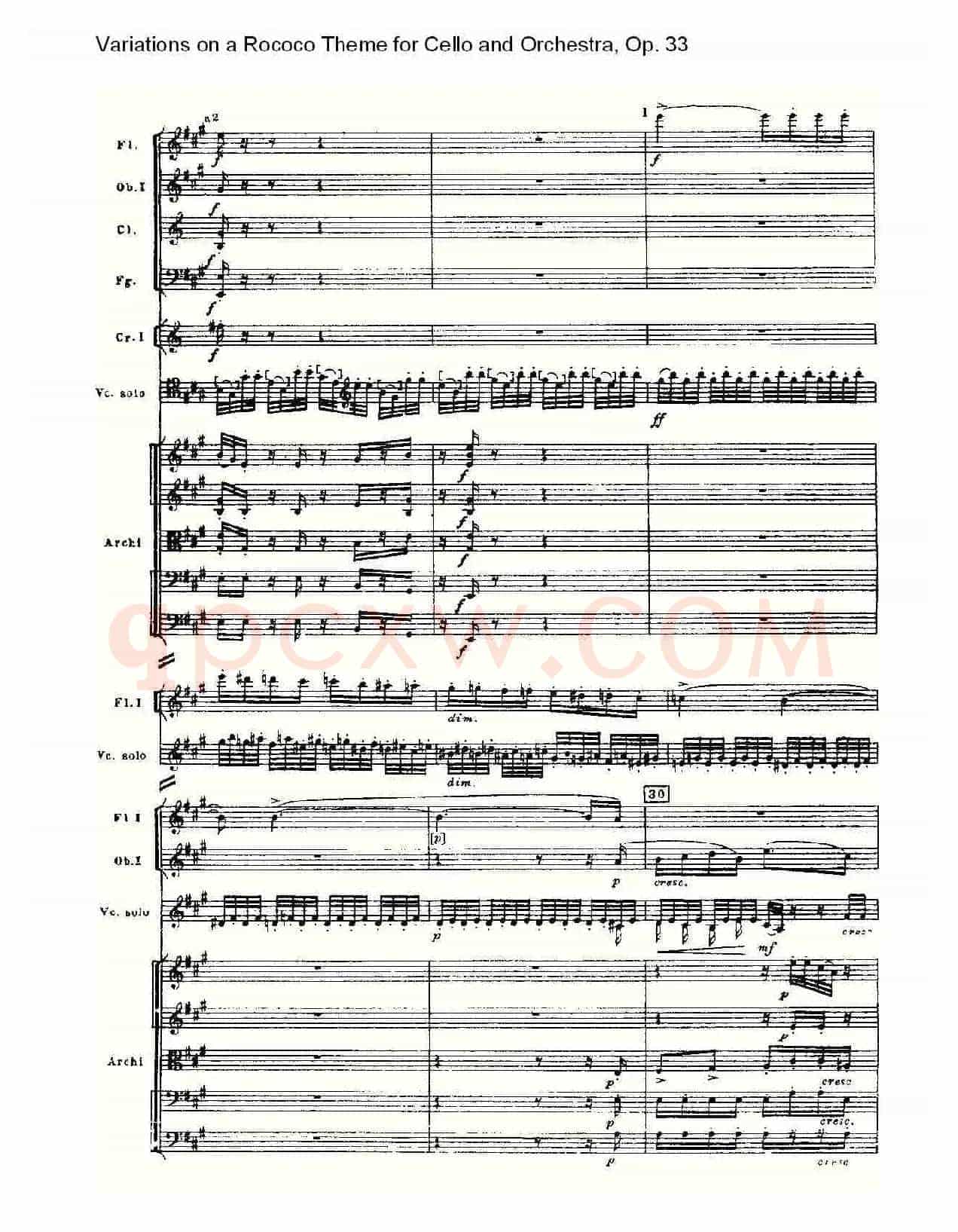 大提琴与管弦乐洛可可主题a小调变奏曲, Op.33(一)