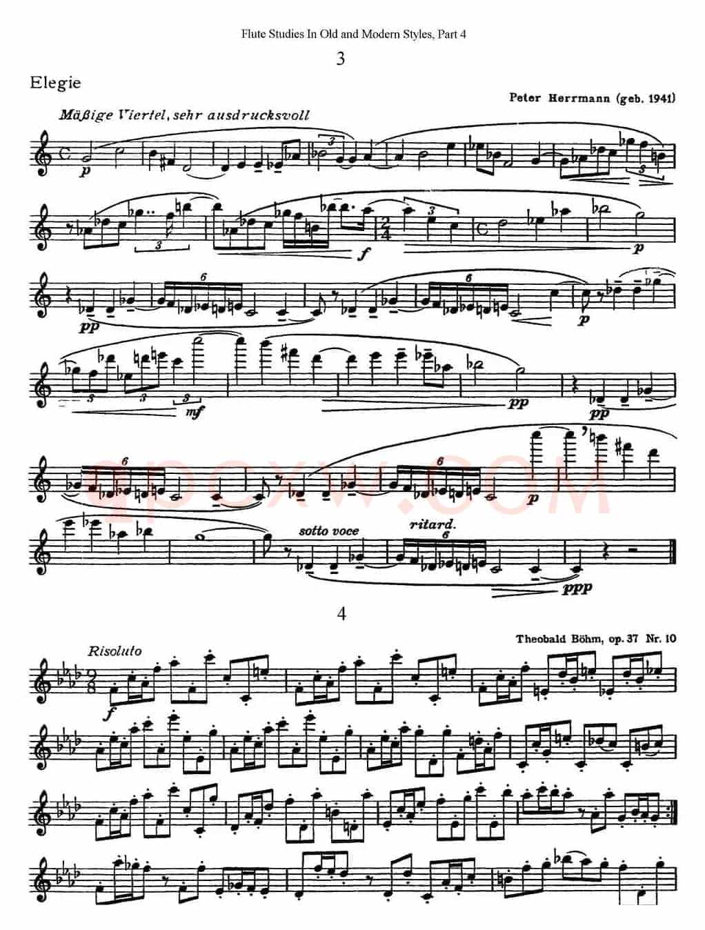 斯勒新老风格长笛练习重奏曲（第四部分）（NO.3-NO.4）