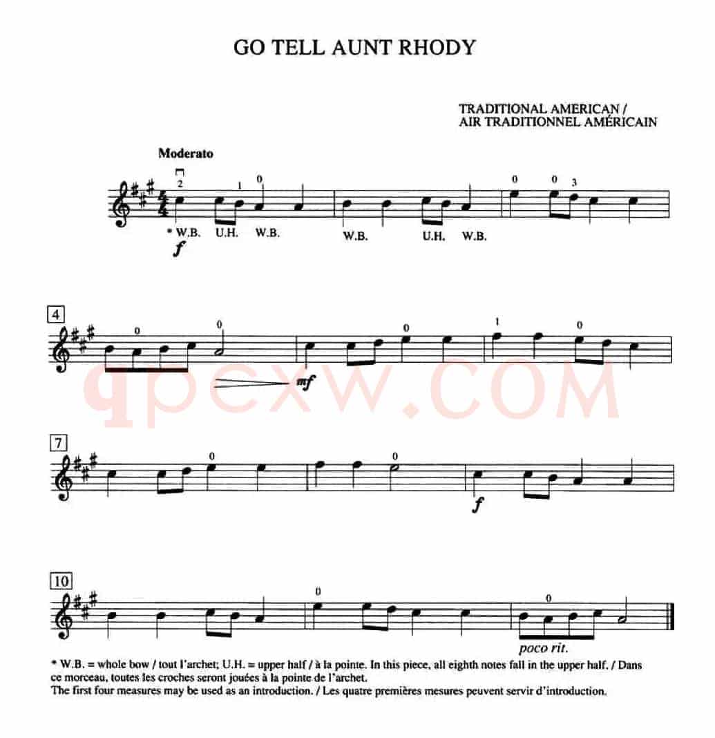 Go Tell Aunt Rhody（加拿大小提琴考级·预备级）