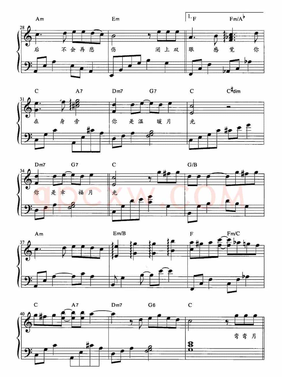 月光（谈晓珍、陈思宇词 桥本淳曲、弹唱谱）