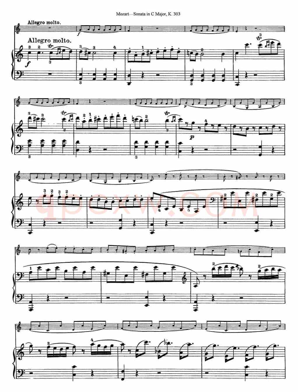 Violin Sonata in C Major K.303（小提琴+钢琴伴奏）