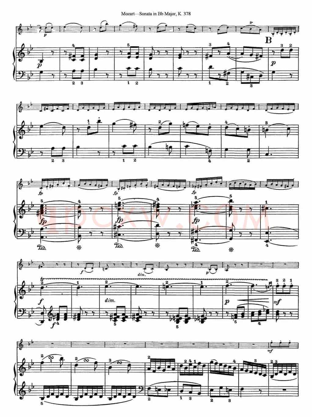 Violin Sonata in Bb Major K.378（小提琴+钢琴伴奏）