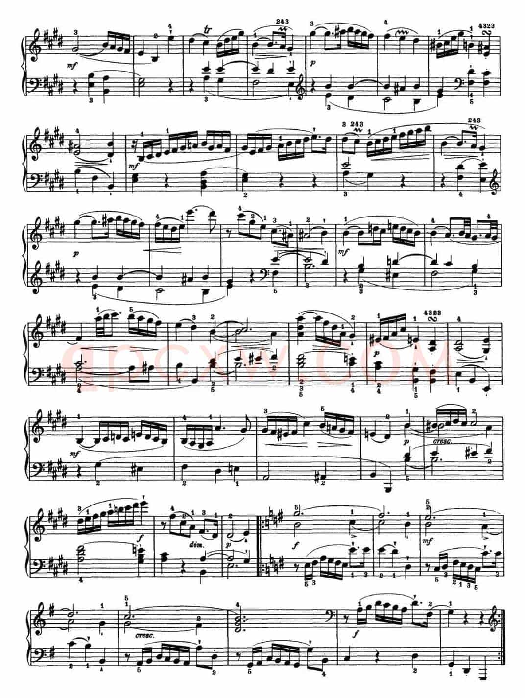 海顿 钢琴奏鸣曲 Hob XVI 22 in E major