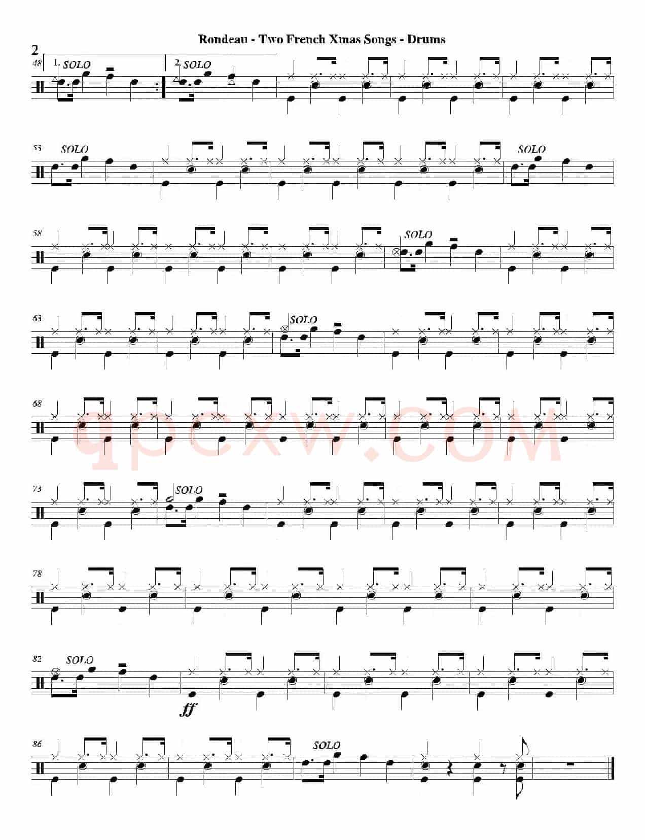 Two French Xmas Songs（爵士鼓分谱）
